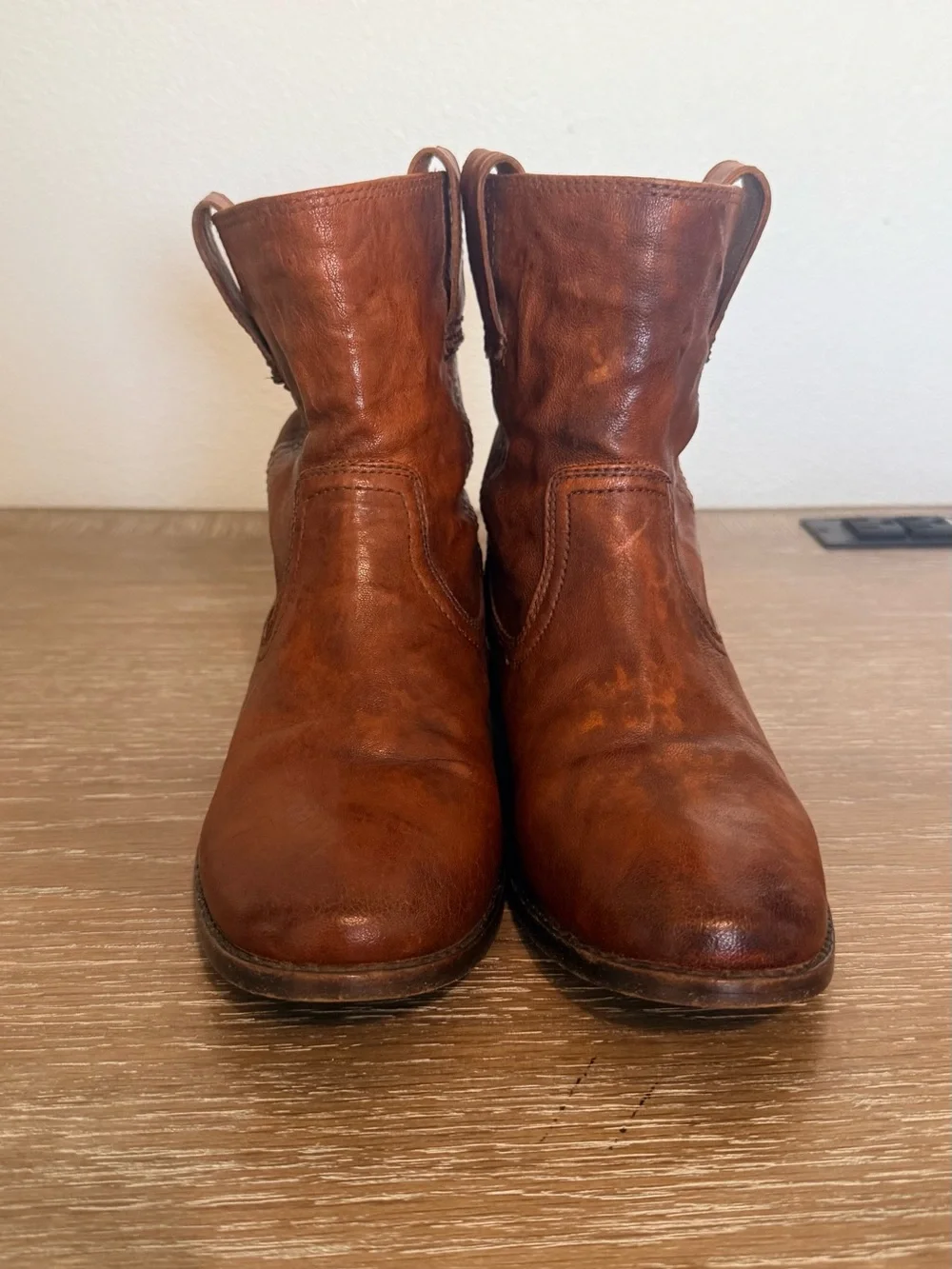 Frye Brown Leather Women's Short Pull-On Ankle Boots